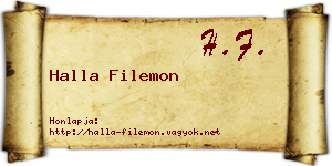 Halla Filemon névjegykártya